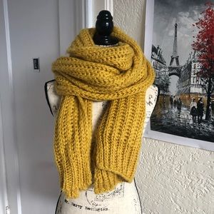 Mustard yellow knitted scarf